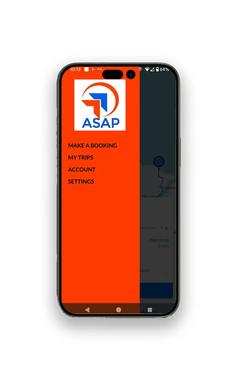 a mobile phone screen showing how to make a booking with asap taxis mobile taxi app